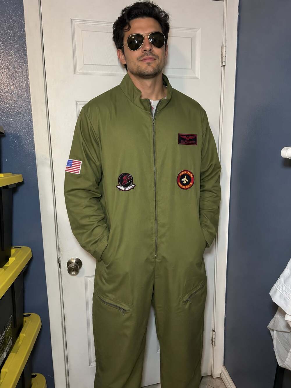 Top Gun Maverick Flight Suit Pilot Costume Jumpsuit with Patches